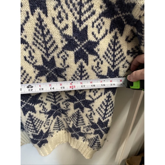 Vintage L.L Bean Nordic Fair Isle Snowflake High Trek Yarn Wool Sweater USA W XL - Picture 10 of 10